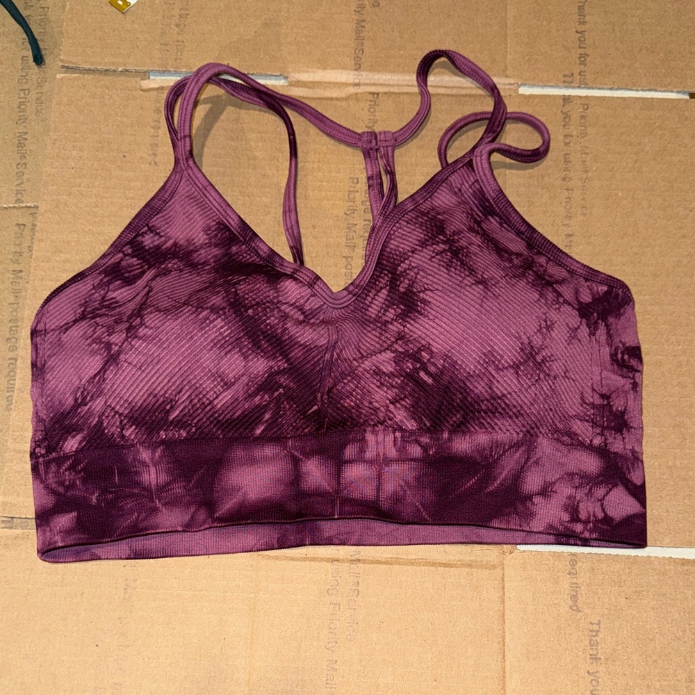 90 Degree By Reflex Plum Tie-Dye Sports Bra